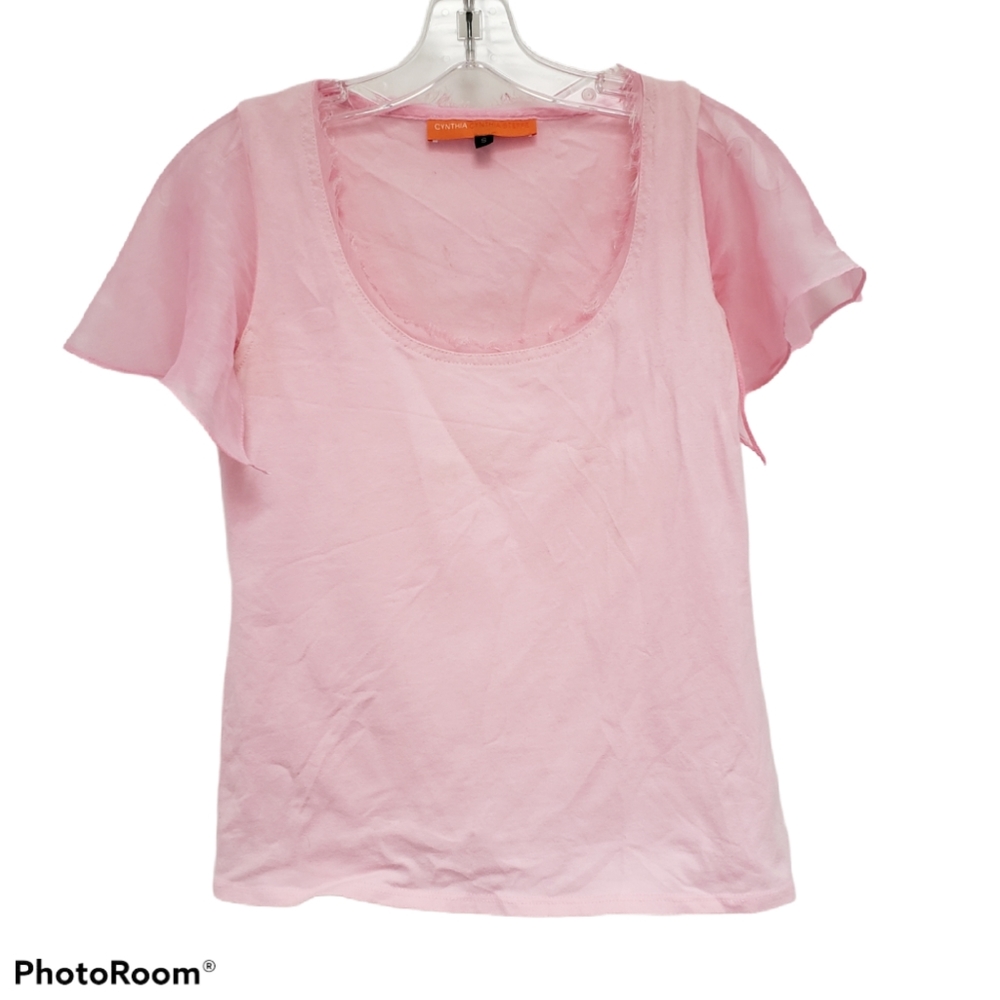 Pink Cynthia Steffe Sheer Sleeve Top